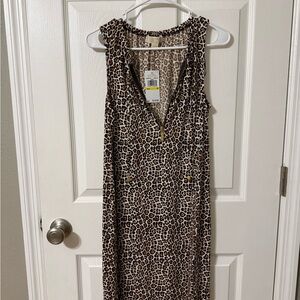 Michael Kors Brown Leopard Print Maxi Dress